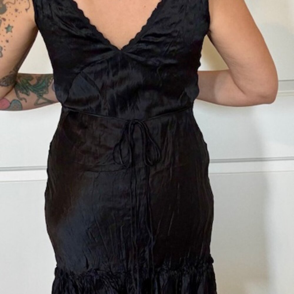 Vintage Betsey Johnson Silk Slip Dress, Black, Y2K, Size Large (8-10) - Picture 3 of 9